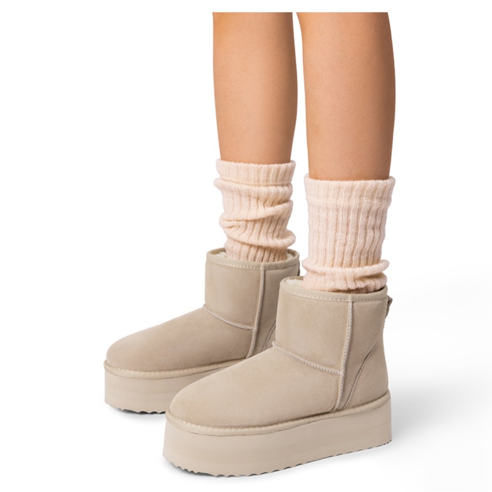 Women's Beige Platform Ankle Boots